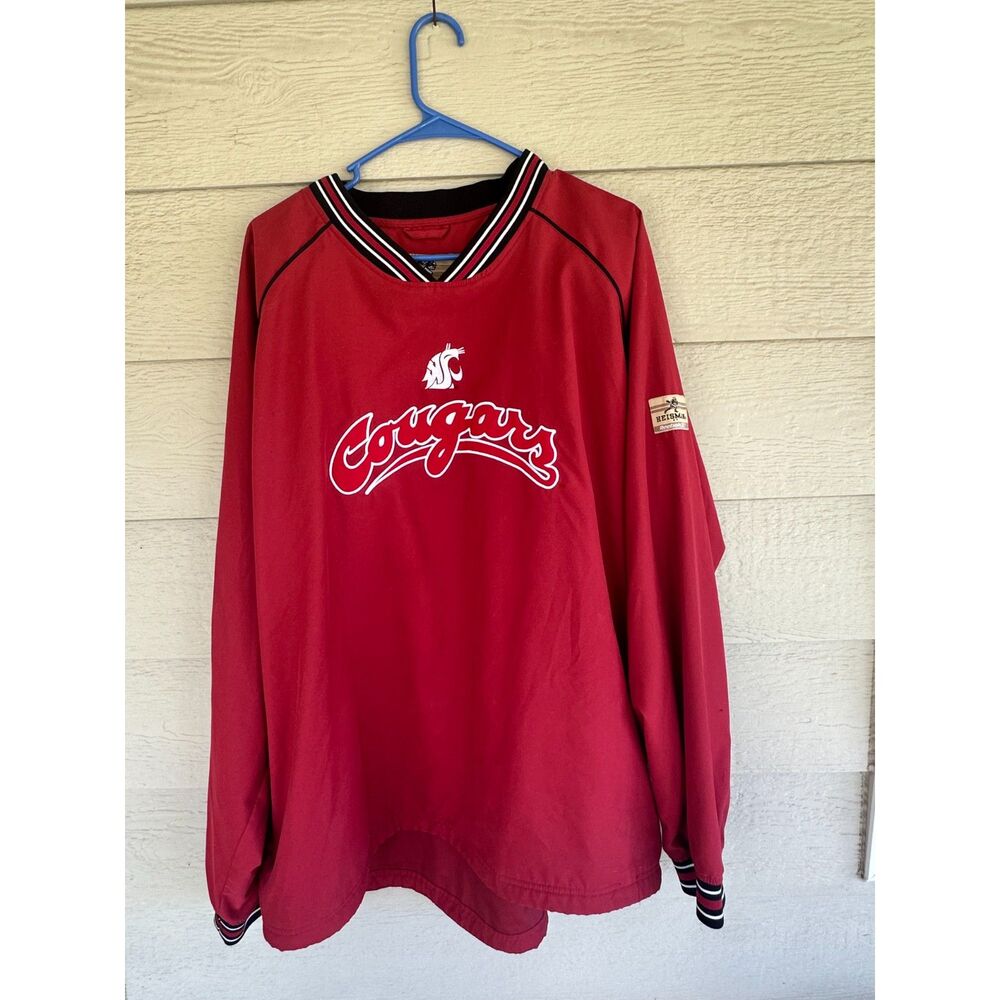 WSU Cougars Heisman Collection Reebok V-Neck Windshirt Pullover Crimson XL